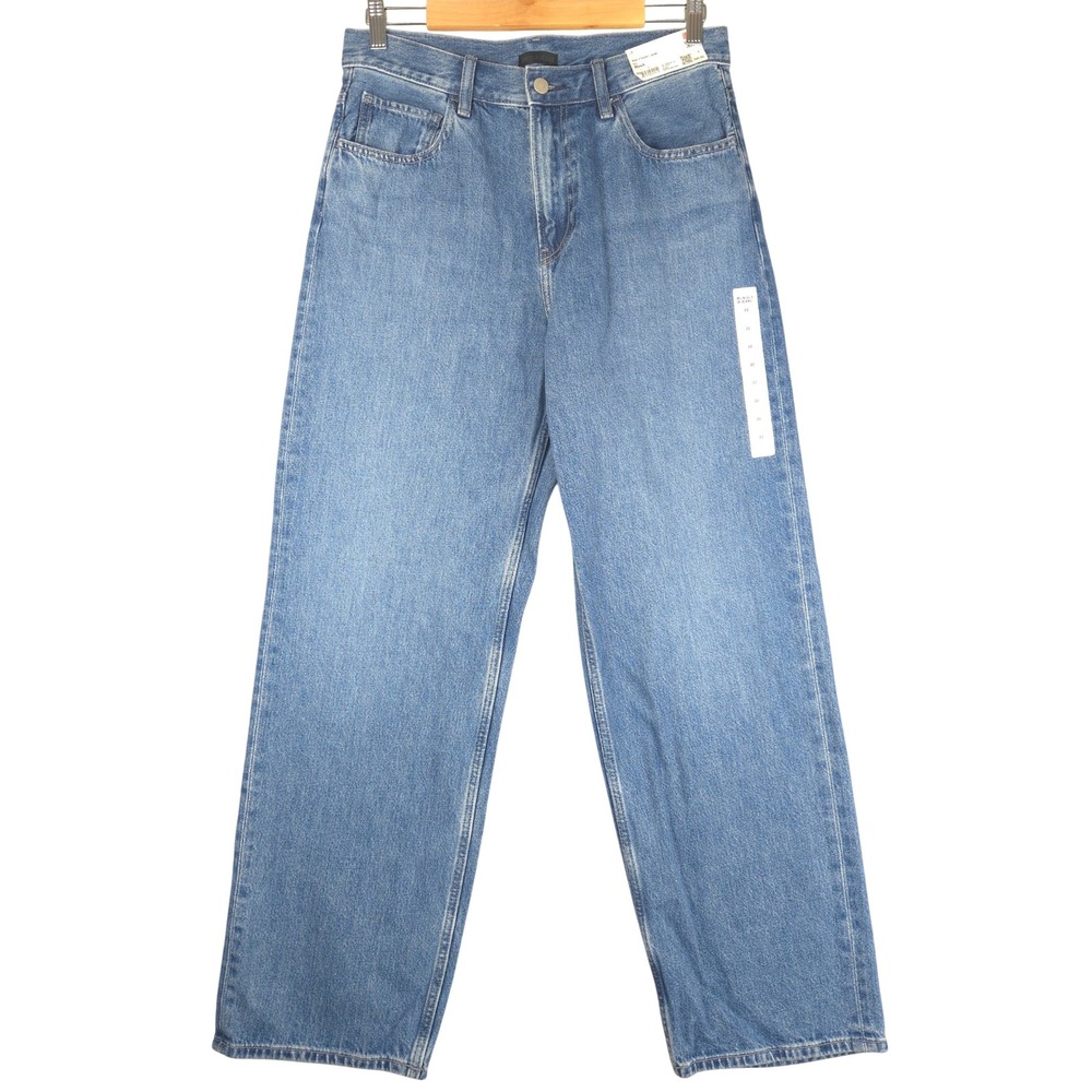 Uniqlo Wide Straight Jeans Blue High Rise Denim 475551 Womens 30x30 NEW